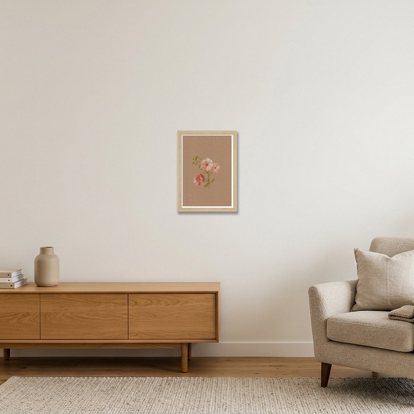 Rose Trio — A4 (21×30cm, 8×12") Oak Frame